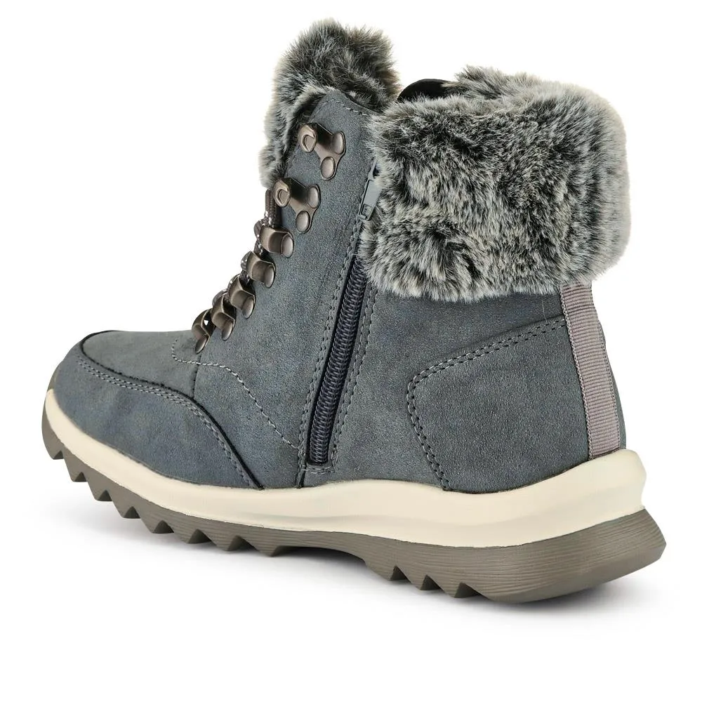 Faux-Fur-Cuffed Lace-Up Boots - WBINS40239 / 326 517