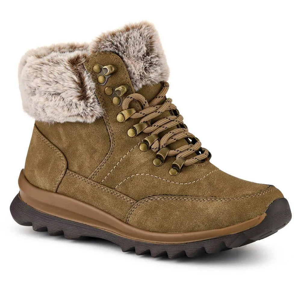 Faux-Fur-Cuffed Lace-Up Boots - WBINS40239 / 326 517
