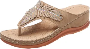 Flip Flops for Women with Arch Support Comfortable Dressy Summer Flip Flops Casual Walking Beach Slides Vintage Slip On Orthotic Thong Sandals Wedge Shoes