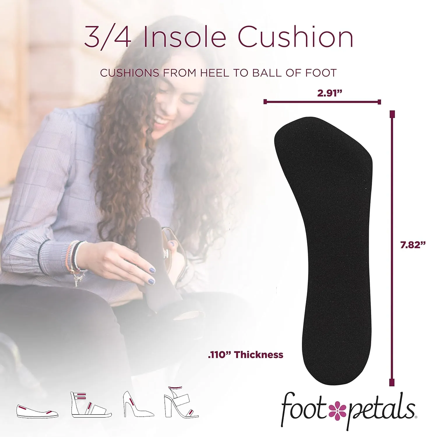 Foot Petals Womens ? Insole Comfort Cushion