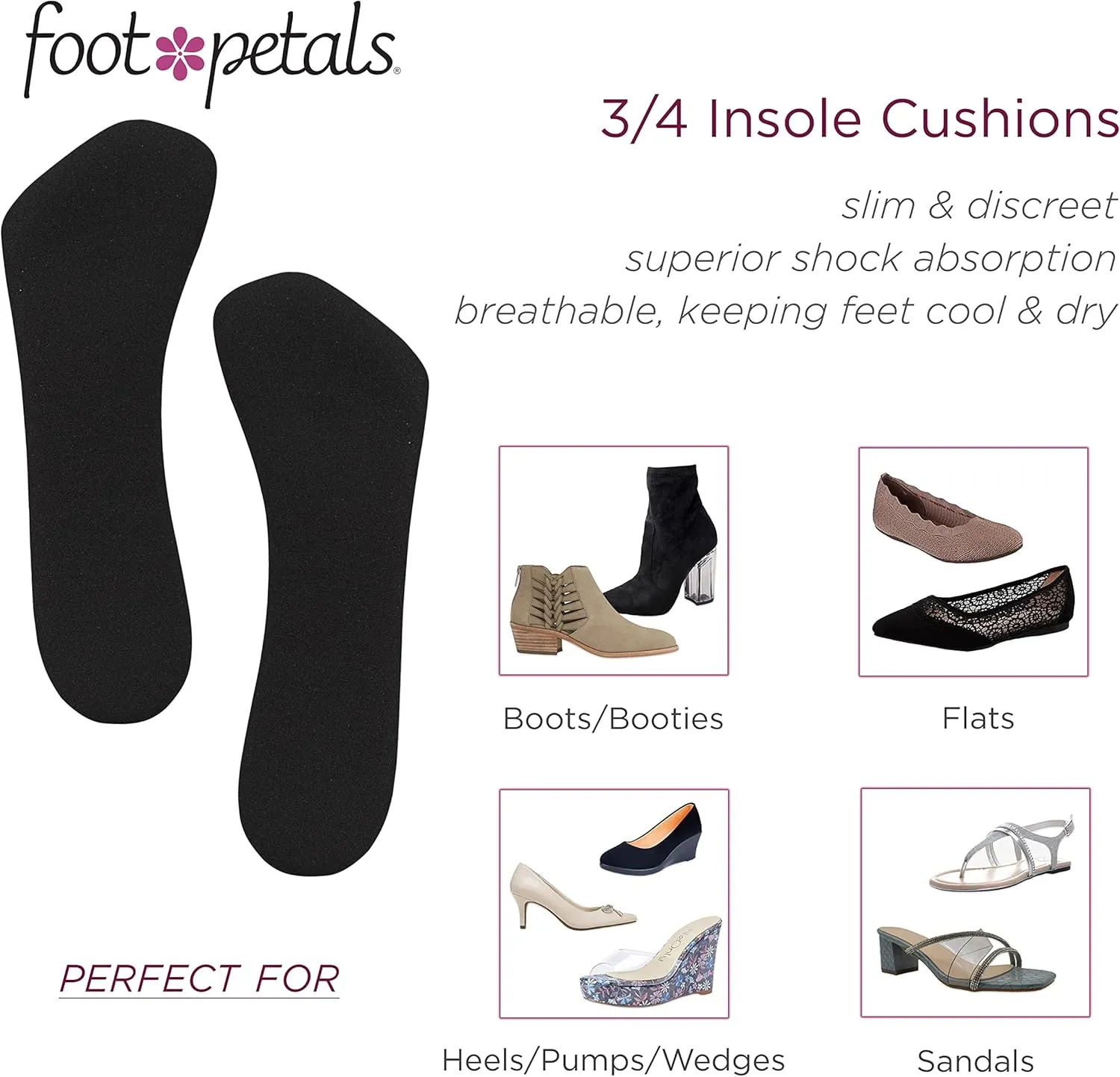 Foot Petals Womens ? Insole Comfort Cushion
