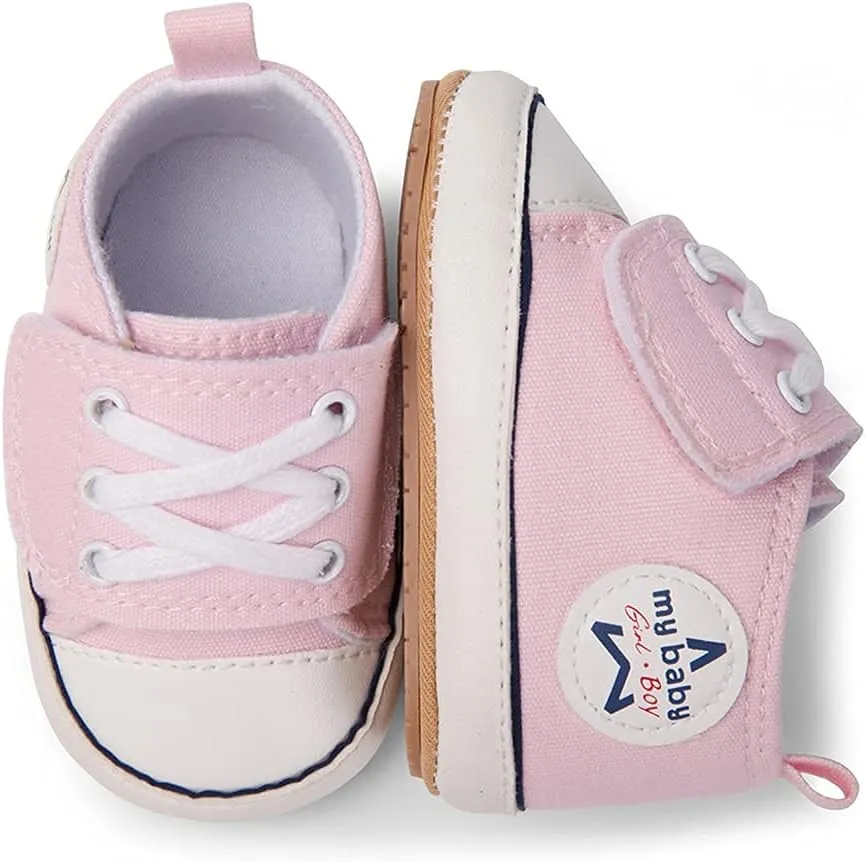 GAISUMMI Unisex Baby Girls Boys Shoes Infant Canvas Sneakers Anti-Slip Rubber Sole Newborn Crib Shoes Toddler Outdoor Athletic First Walkers