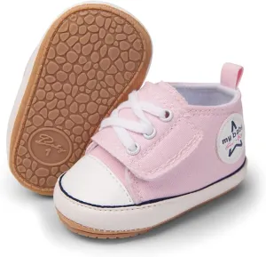 GAISUMMI Unisex Baby Girls Boys Shoes Infant Canvas Sneakers Anti-Slip Rubber Sole Newborn Crib Shoes Toddler Outdoor Athletic First Walkers