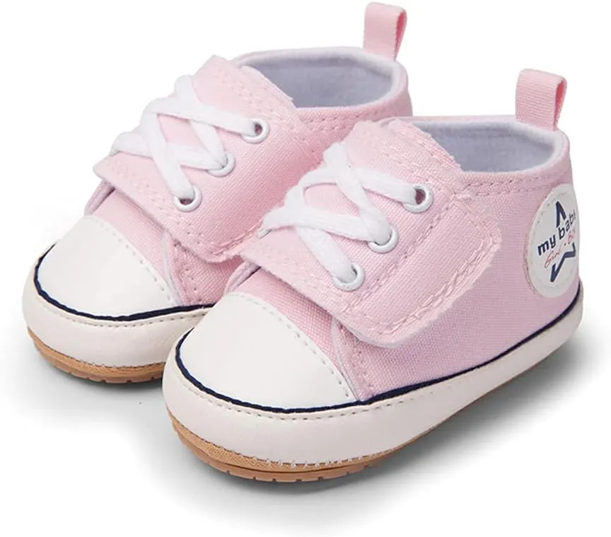 GAISUMMI Unisex Baby Girls Boys Shoes Infant Canvas Sneakers Anti-Slip Rubber Sole Newborn Crib Shoes Toddler Outdoor Athletic First Walkers
