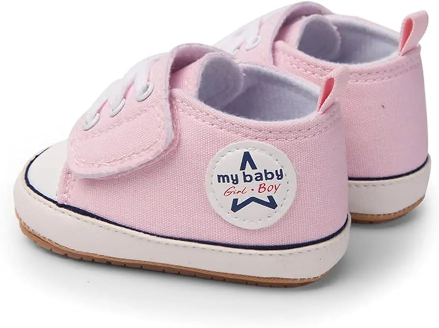 GAISUMMI Unisex Baby Girls Boys Shoes Infant Canvas Sneakers Anti-Slip Rubber Sole Newborn Crib Shoes Toddler Outdoor Athletic First Walkers