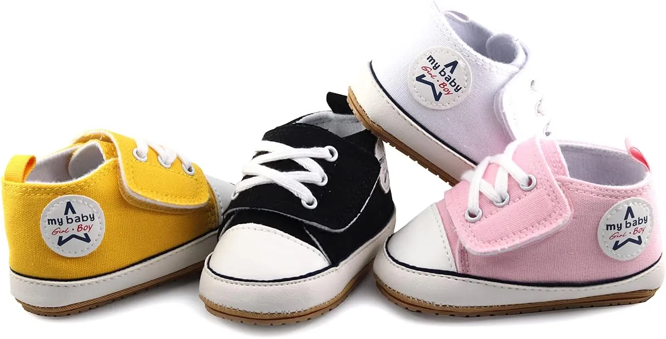 GAISUMMI Unisex Baby Girls Boys Shoes Infant Canvas Sneakers Anti-Slip Rubber Sole Newborn Crib Shoes Toddler Outdoor Athletic First Walkers
