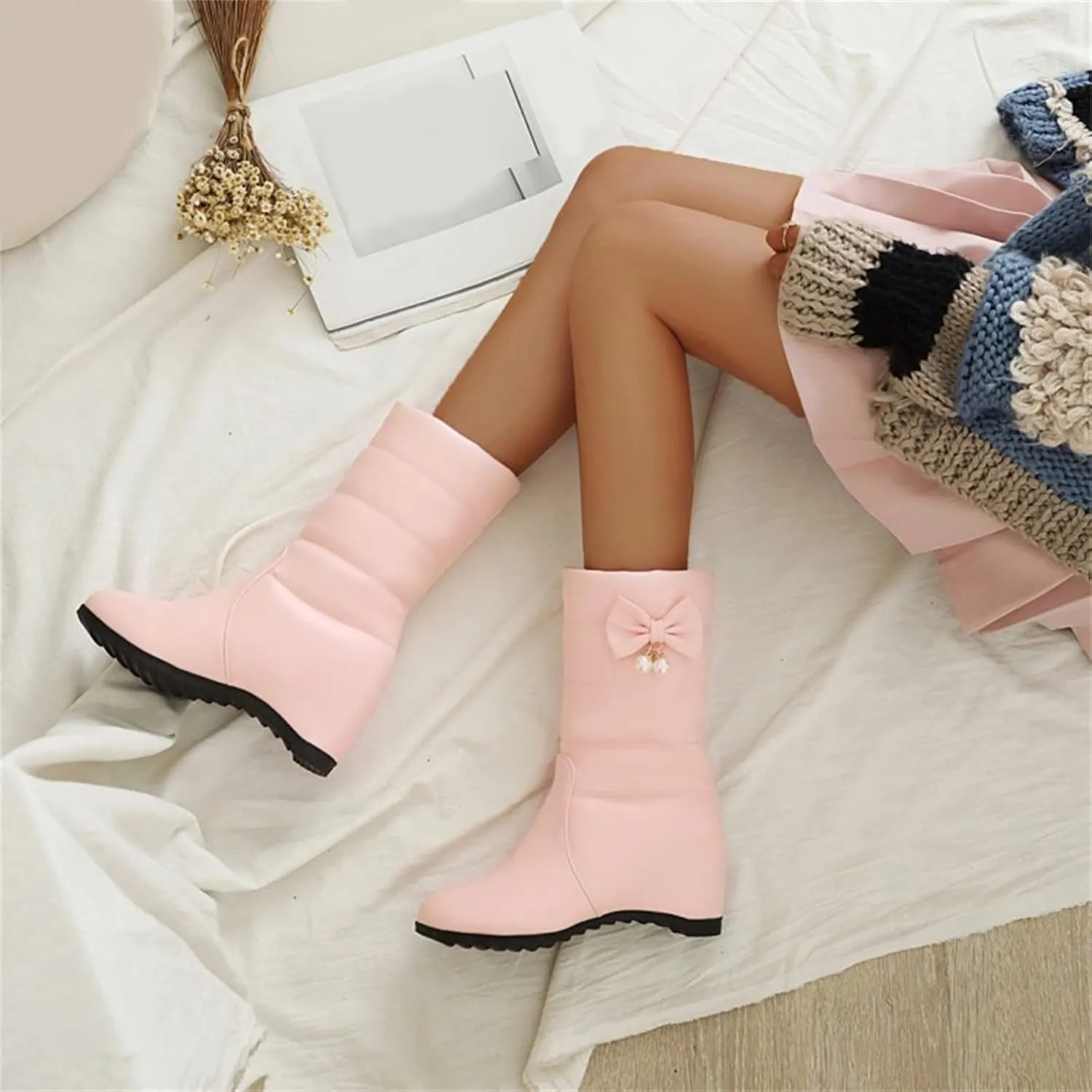 Gibobby Cowgirl Boots Women Retro Booties Cowboy Knee High Boots Chunky Heel Western Winter Tassel Boots 52