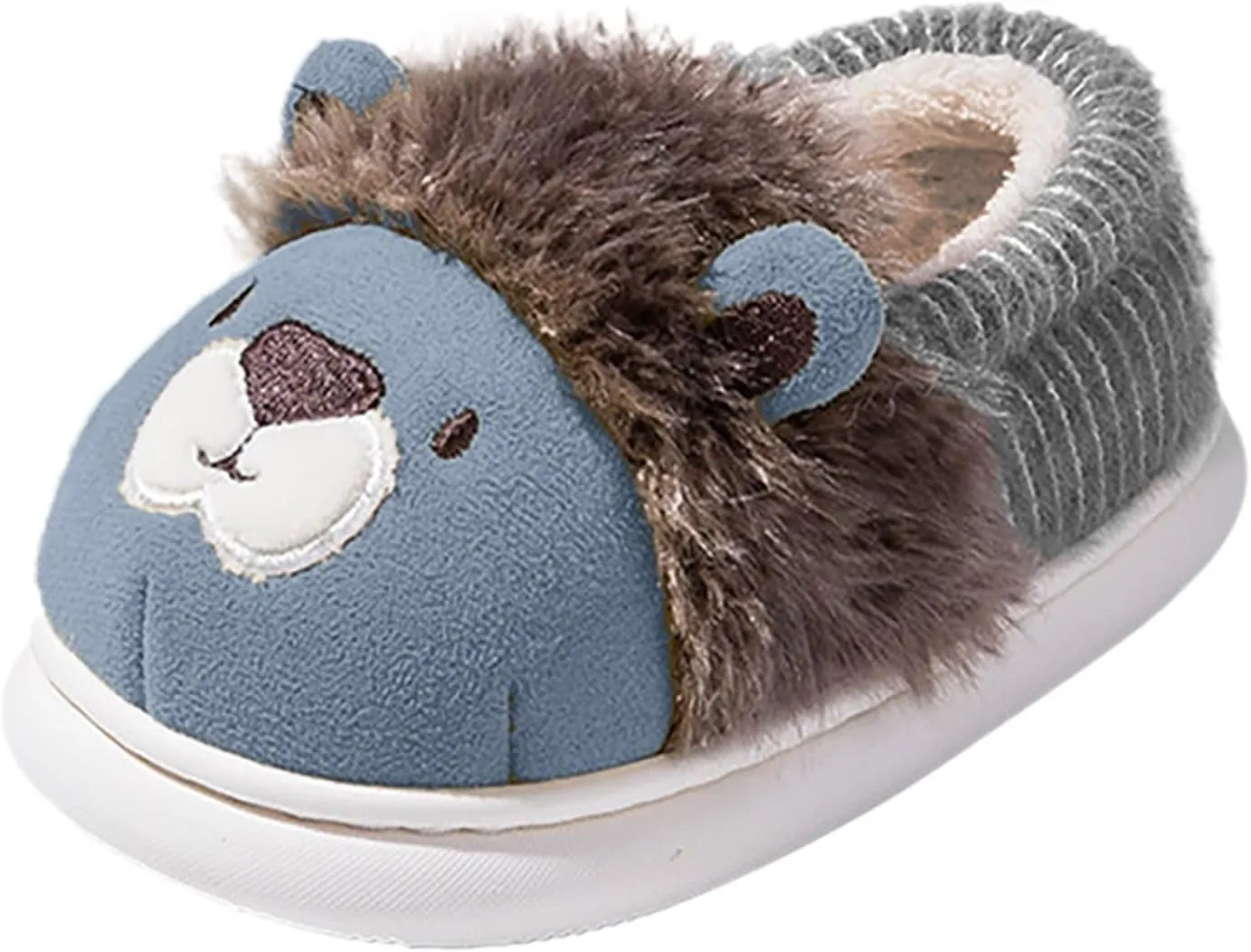 Girls Boys Home Slippers Warm Cartoon House Slippers Toddler Lined Winter Indoor Shoes (Sky Blue, 10.5 Little Child)