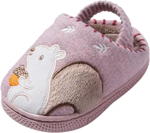 Girls Home Slippers Warm House Slippers for Toddler Lined Winter Indoor Shoes Unisex Child Kids House (Red, 6 Toddler)