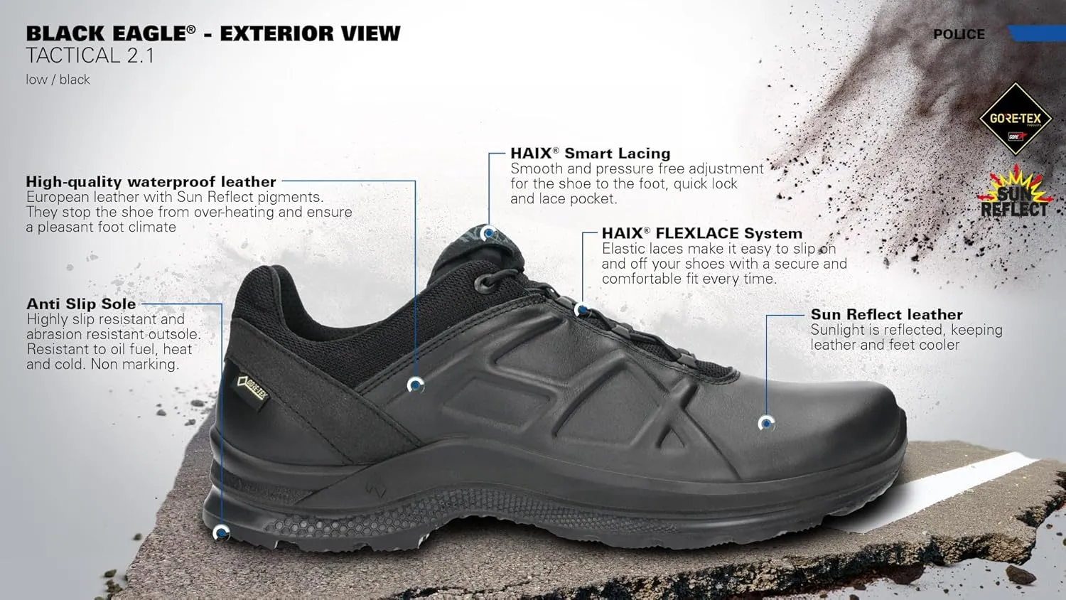 HAIX Black Eagle Athletic 2.1 T Low Tactical Shoes - with Bungee Laces, Unmatched Traction, and Lightweight Design, All-Day Comfort, Black Athletic Shoe