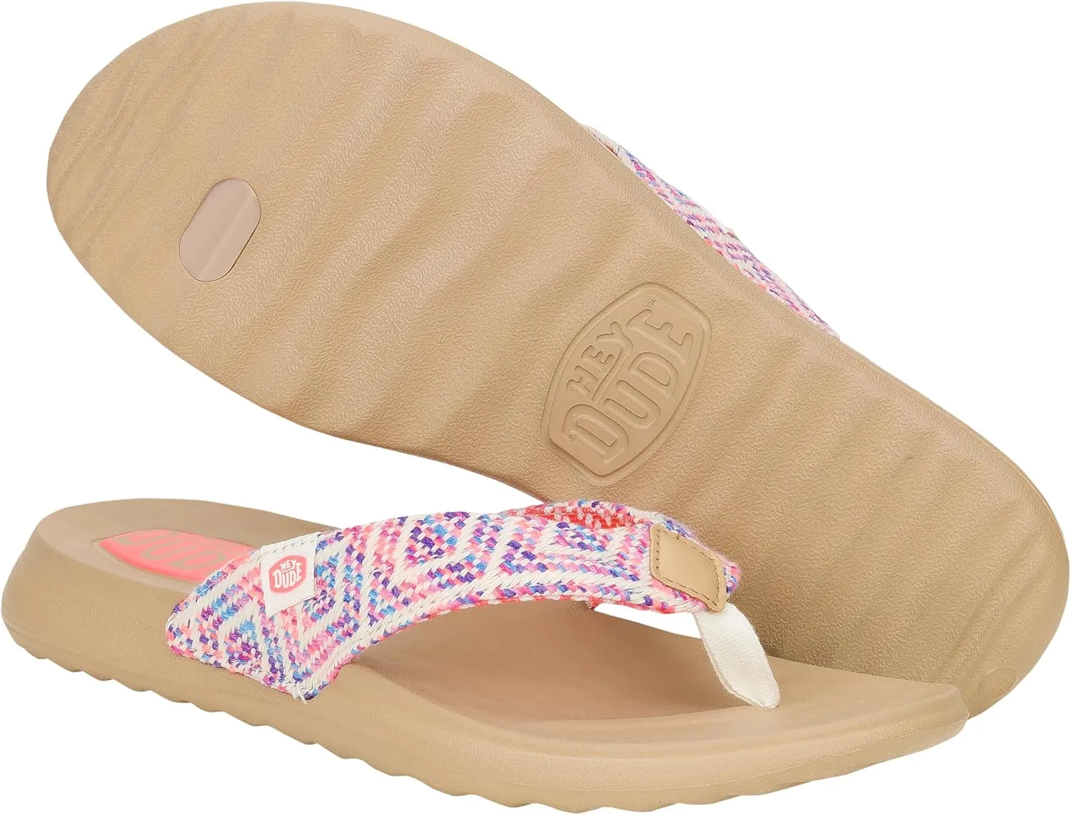 HEYDUDE Christi Flip Surf Baja Blue/Pink/Multi Size 5, Womens Sandals, women's flip flops, Comfortable & Light-Weight