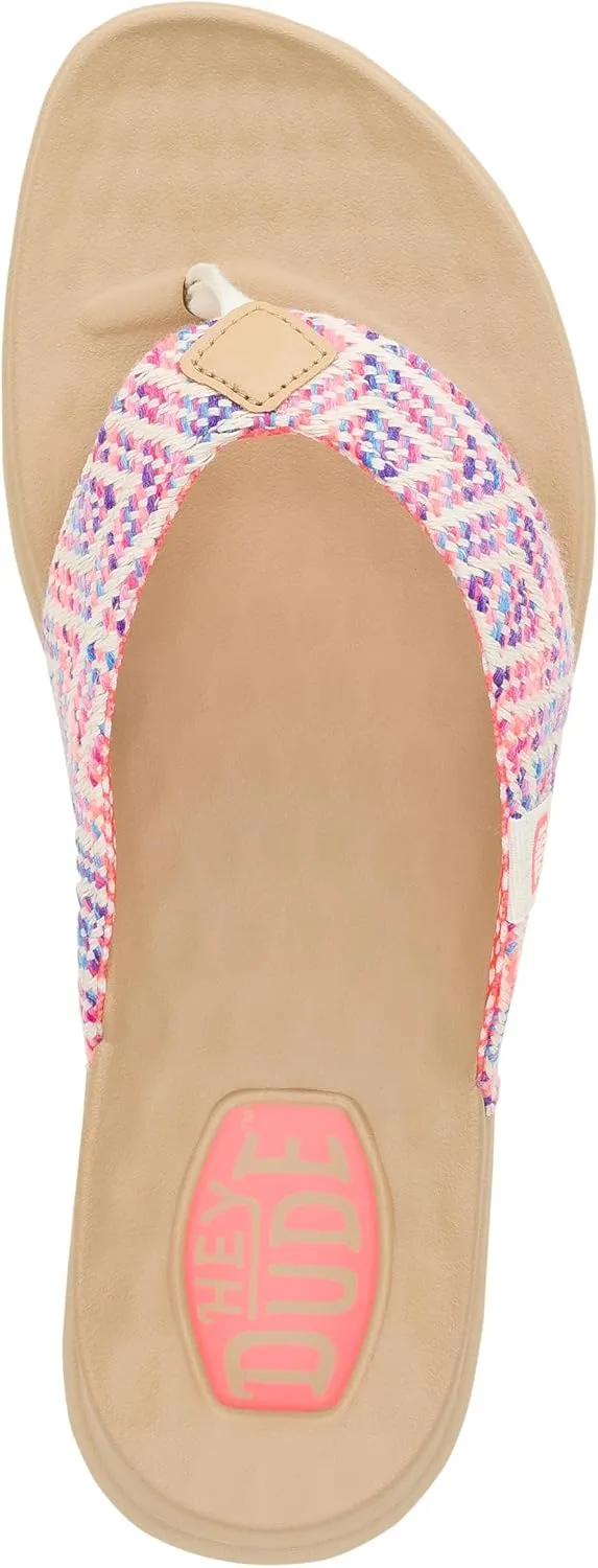 HEYDUDE Christi Flip Surf Baja Blue/Pink/Multi Size 5, Womens Sandals, women's flip flops, Comfortable & Light-Weight
