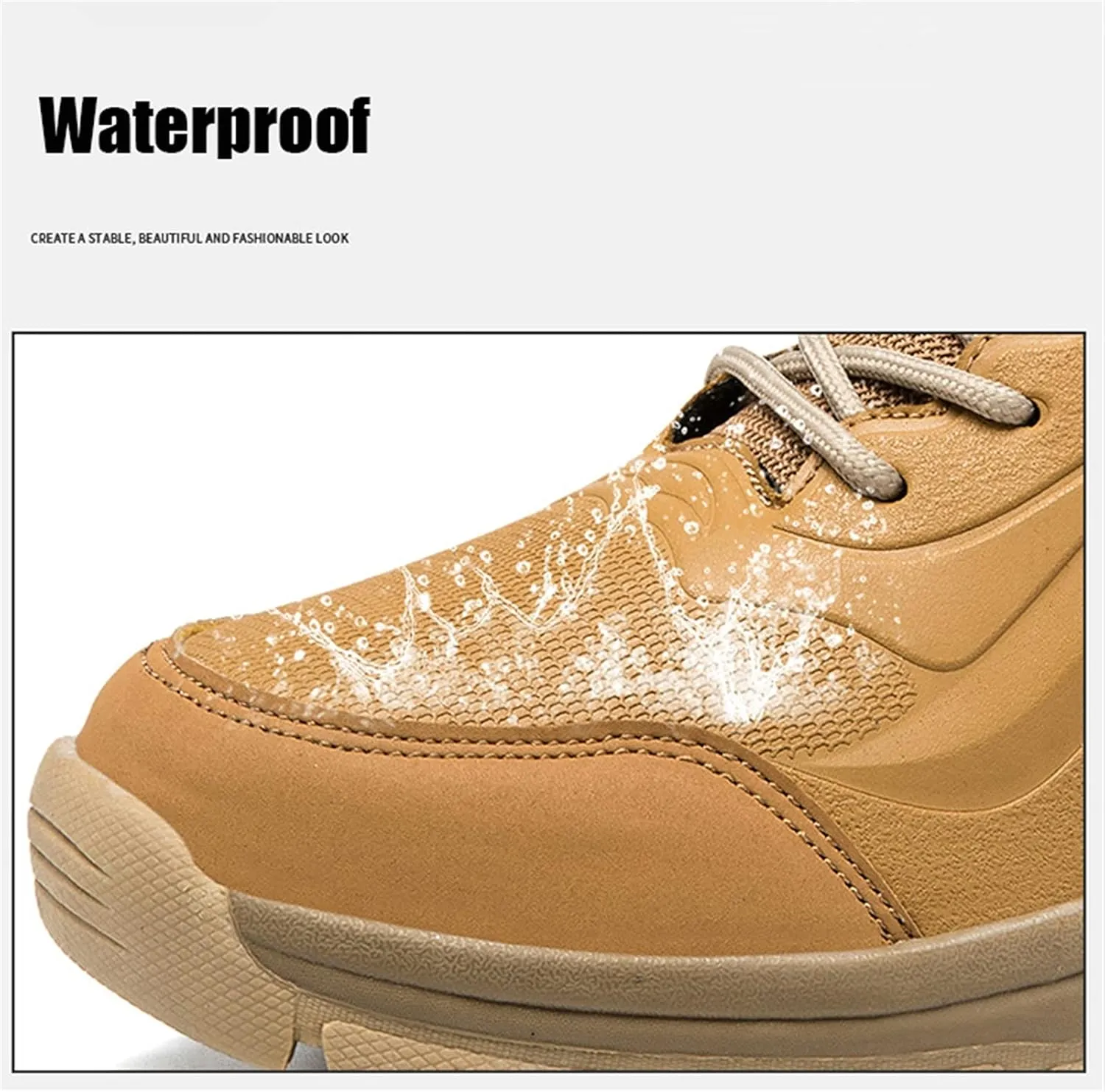 High Rise Hiking Boots, Outdoor Tactical Military Boots, Mens High- top Casual Combat Shoes,Lace- up Motorcycle Biker Waterproof Non- Slip Boots, for Hiking,Hunting,Working,Walking
