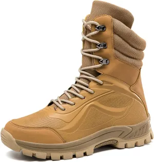 High Rise Hiking Boots, Outdoor Tactical Military Boots, Mens High- top Casual Combat Shoes,Lace- up Motorcycle Biker Waterproof Non- Slip Boots, for Hiking,Hunting,Working,Walking