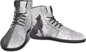 High Top Black White Mandala Animal Pattern Barefoot Shoes for Men Wide Toe Box Zero-Drop Minimalist Design