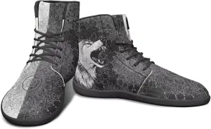 High Top Black White Mandala Animal Pattern Barefoot Shoes for Men Wide Toe Box Zero-Drop Minimalist Design