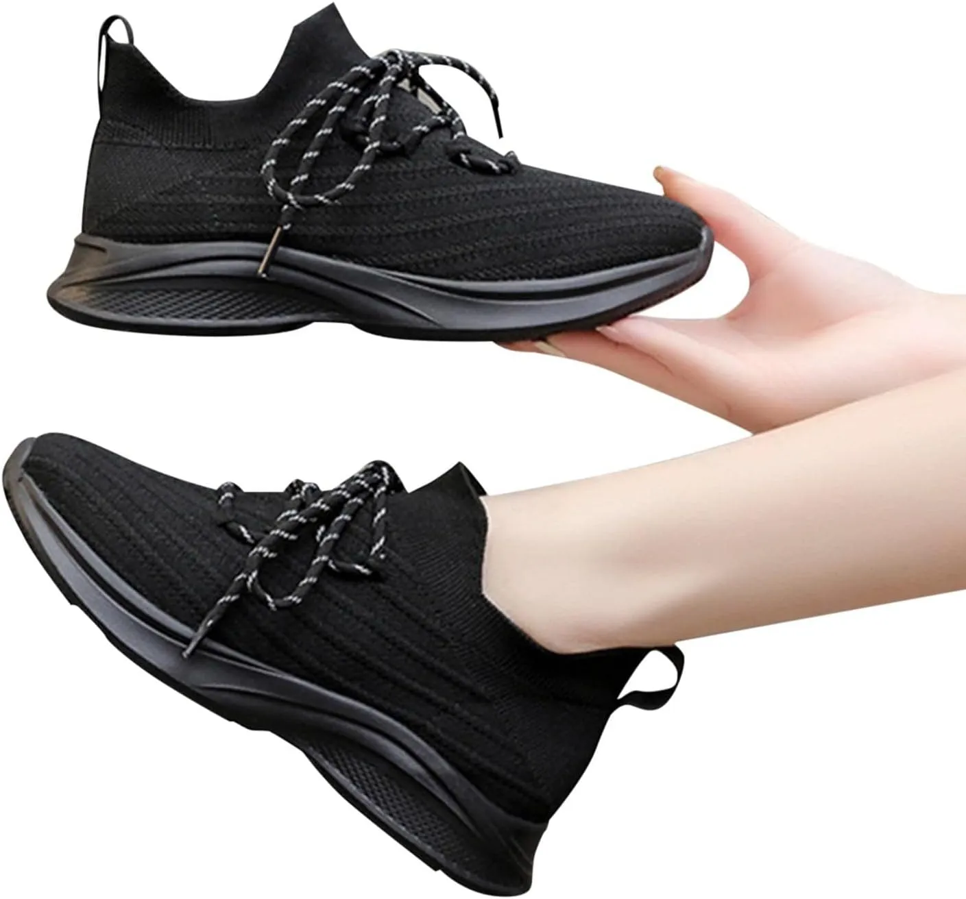 Hiking Shoes Women Water Proof Womens Shoes Solid Color Casual Shoes Hollow Breathable Womens Sneaker Wedge Size 11