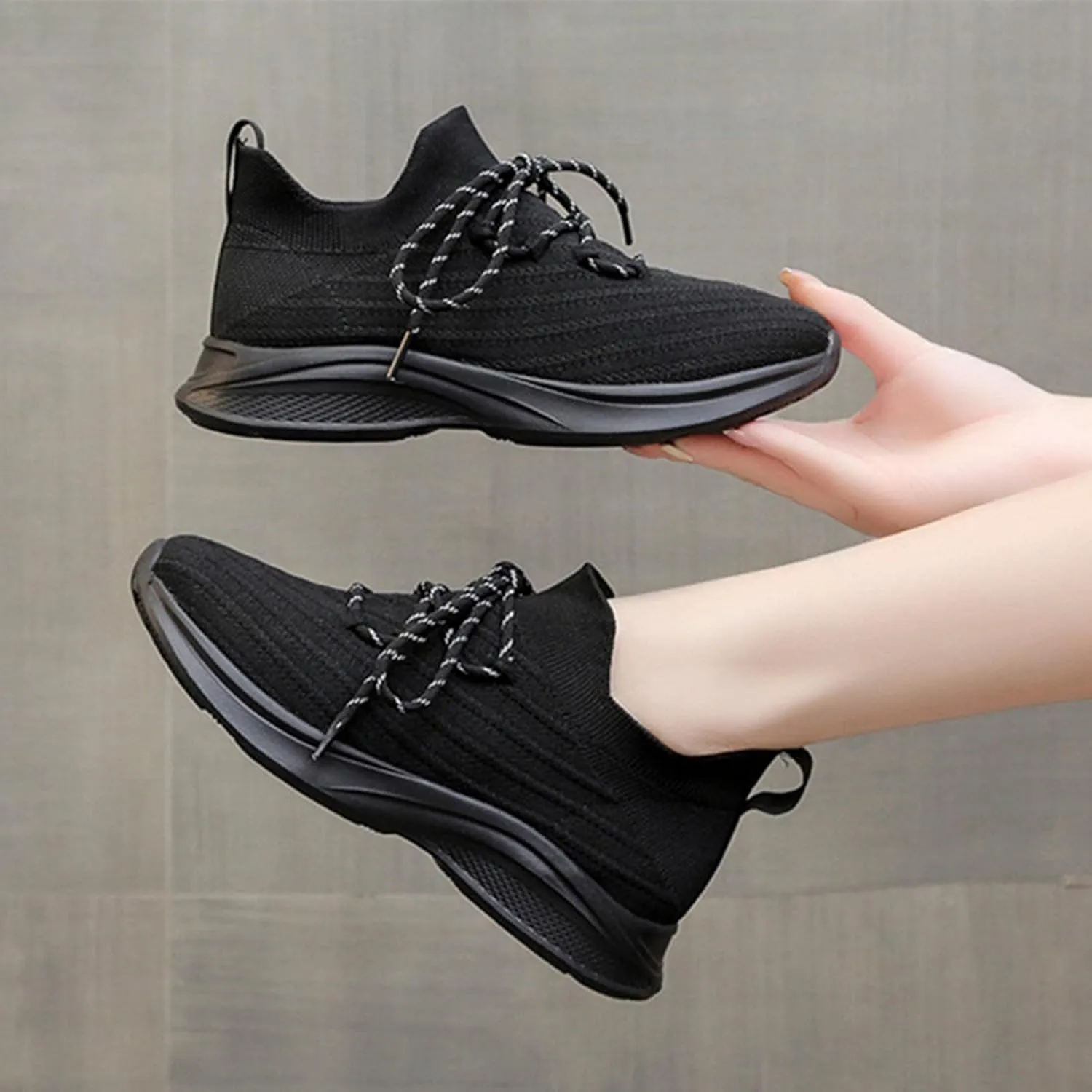 Hiking Shoes Women Water Proof Womens Shoes Solid Color Casual Shoes Hollow Breathable Womens Sneaker Wedge Size 11
