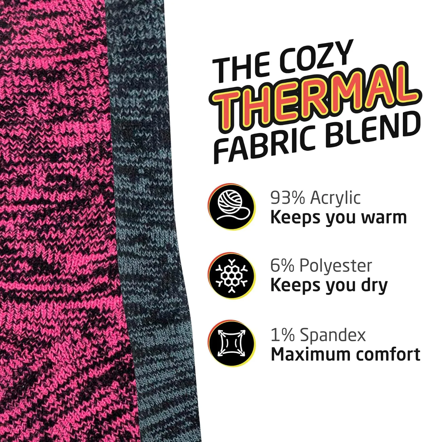 HOT FEET Thermal Socks For Women for Cold Weather ?C Thick Warm Winter Hiking Heat Insulated Socks, Women??s sizes 4?C10.5