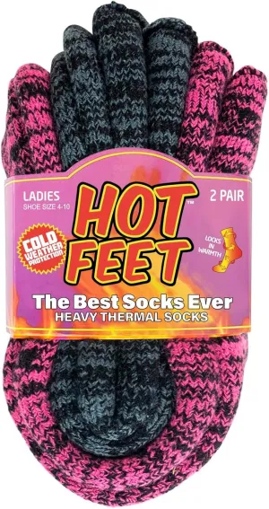 HOT FEET Thermal Socks For Women for Cold Weather ?C Thick Warm Winter Hiking Heat Insulated Socks, Women??s sizes 4?C10.5