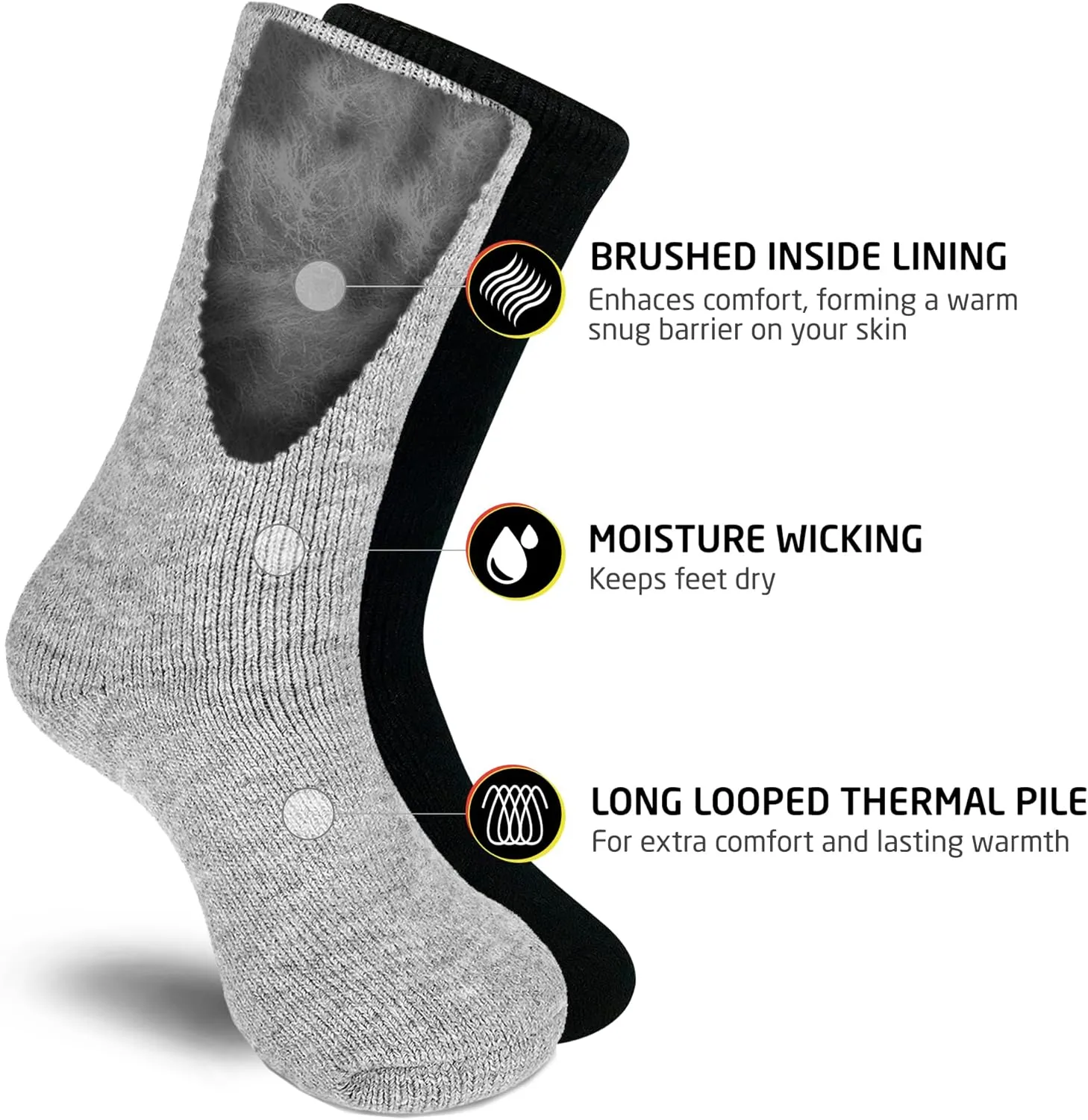 HOT FEET Thermal Socks For Women for Cold Weather  Thick Warm Winter Hiking Heat Insulated Socks, Womens sizes 410.5