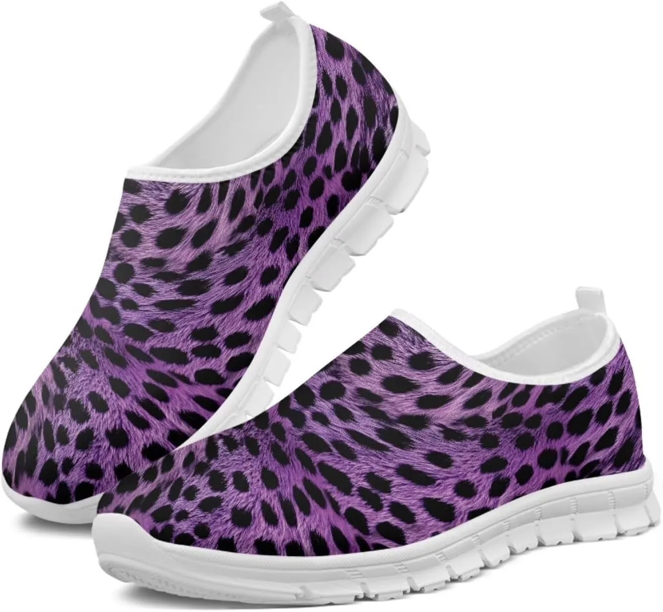 Howilath Animal Print Women's Loafers & Slip-on Running Sneakers Travel Breathable Shoes with Anti-Slip Sole