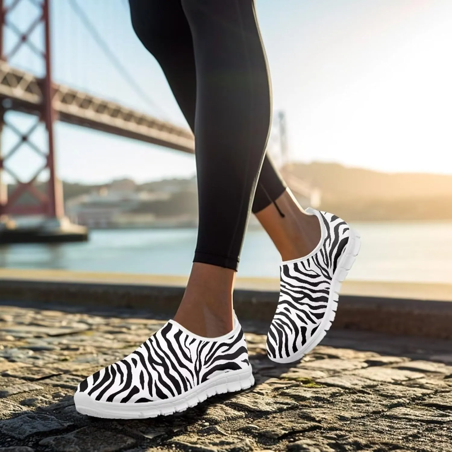 Howilath Animal Print Women's Loafers & Slip-on Running Sneakers Travel Breathable Shoes with Anti-Slip Sole