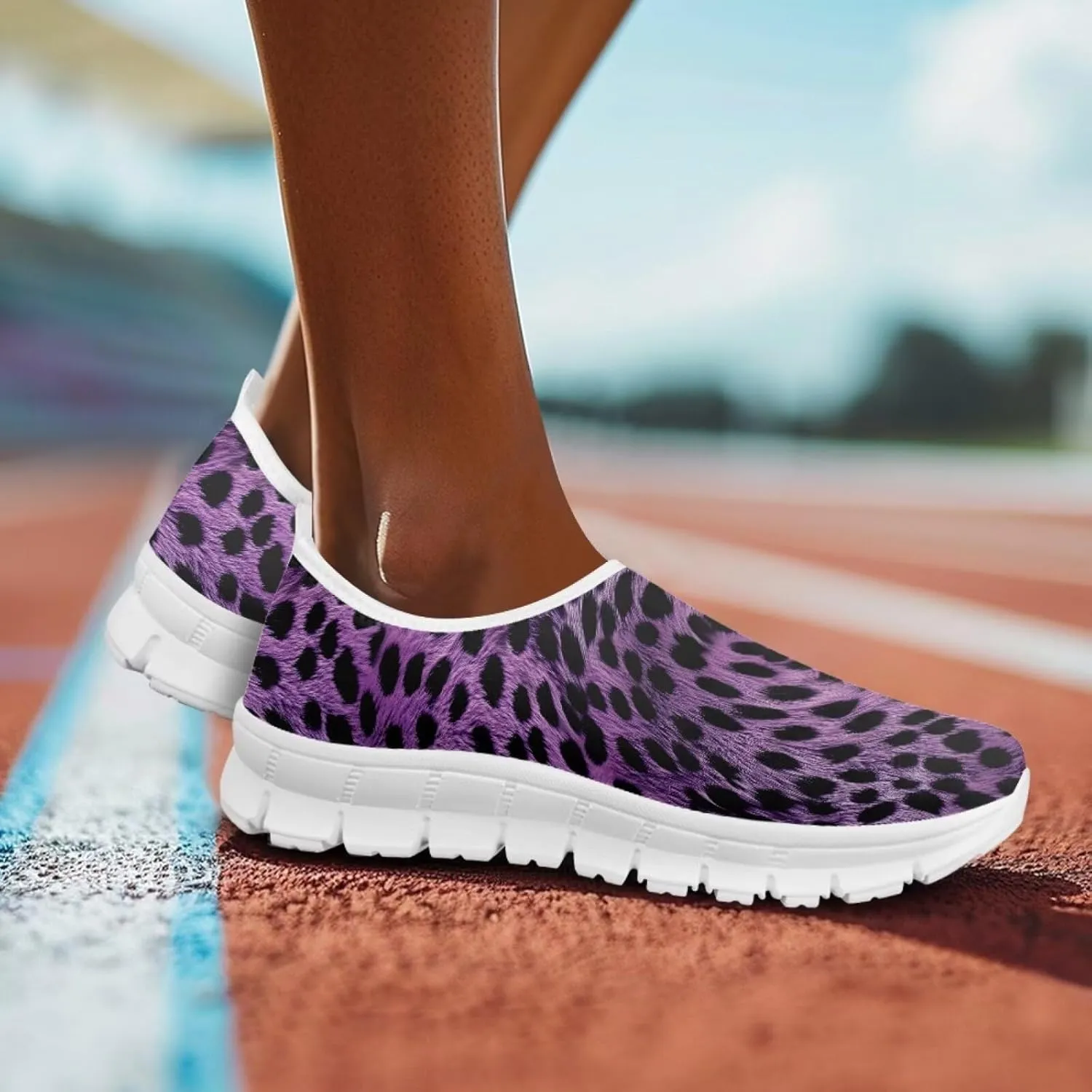 Howilath Animal Print Women's Loafers & Slip-on Running Sneakers Travel Breathable Shoes with Anti-Slip Sole