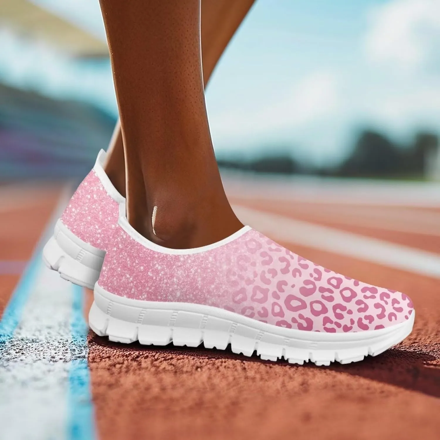 Howilath Animal Print Women's Loafers & Slip-on Running Sneakers Travel Breathable Shoes with Anti-Slip Sole