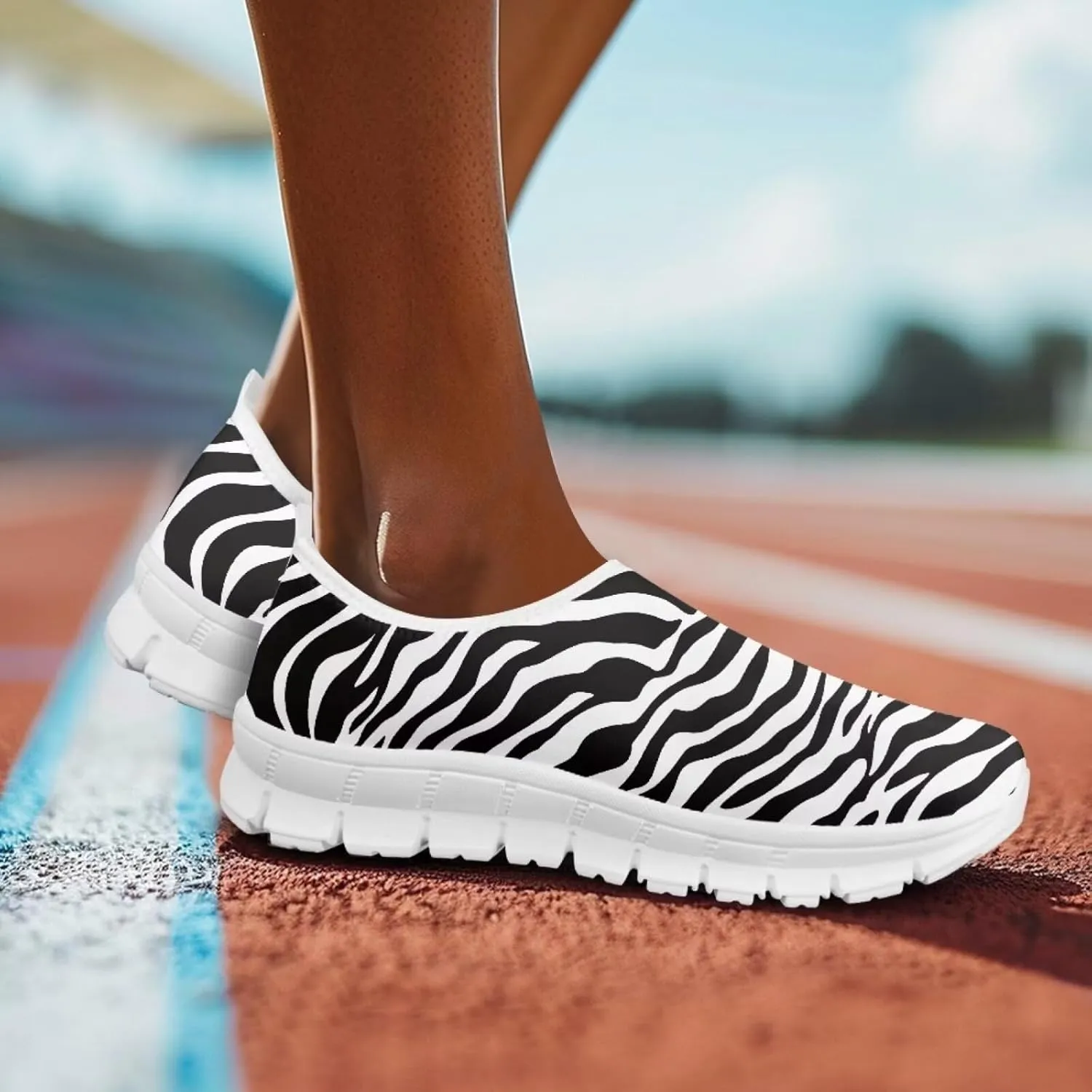 Howilath Animal Print Women's Loafers & Slip-on Running Sneakers Travel Breathable Shoes with Anti-Slip Sole