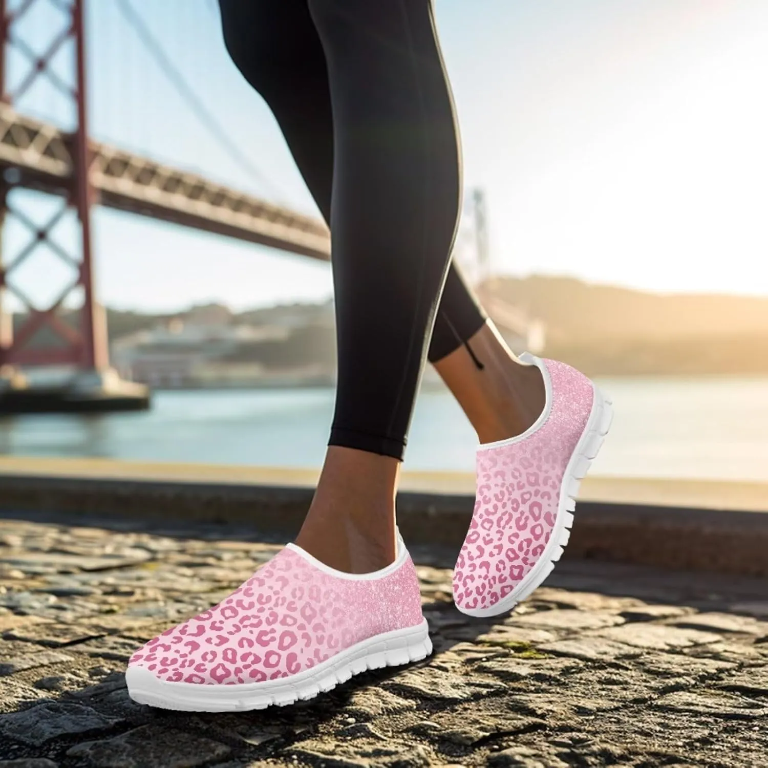 Howilath Animal Print Women's Loafers & Slip-on Running Sneakers Travel Breathable Shoes with Anti-Slip Sole