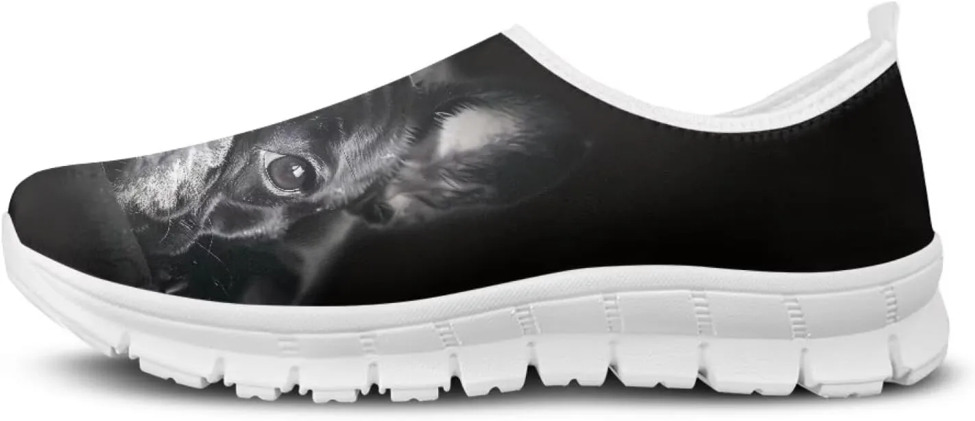 Howilath Dog Print Slip on Loafers for Women Breathable Walking Sneakers Sport Shoes with Anti-Slip Sole