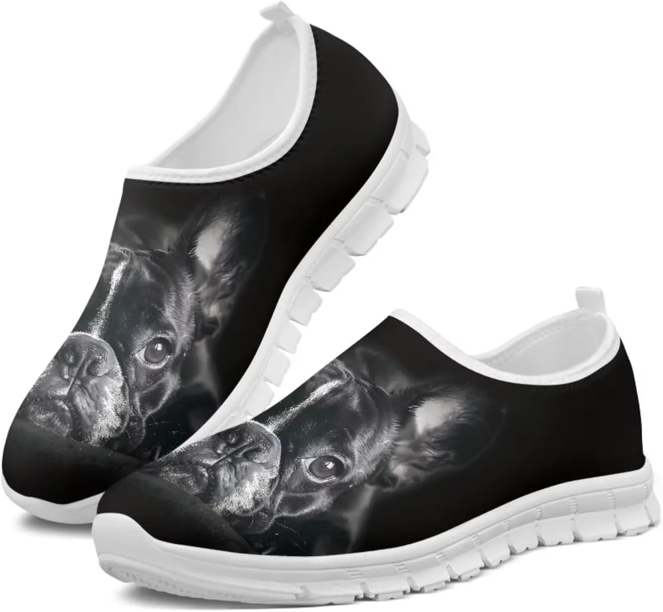 Howilath Dog Print Slip on Loafers for Women Breathable Walking Sneakers Sport Shoes with Anti-Slip Sole