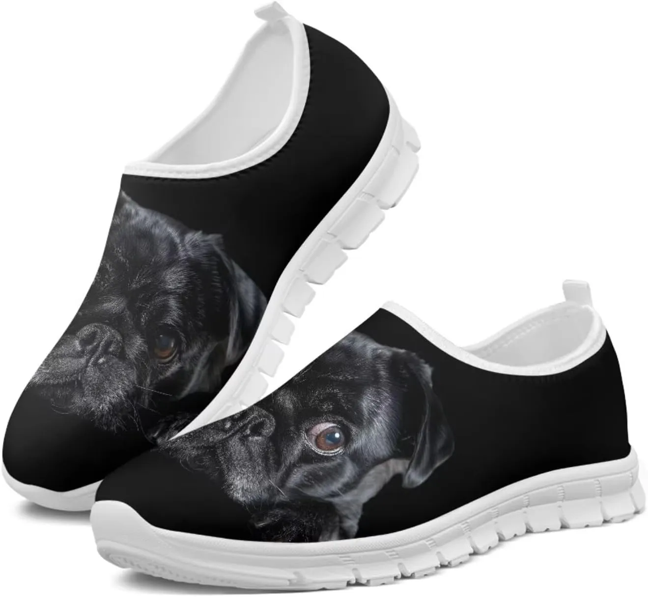 Howilath Dog Print Slip on Loafers for Women Breathable Walking Sneakers Sport Shoes with Anti-Slip Sole