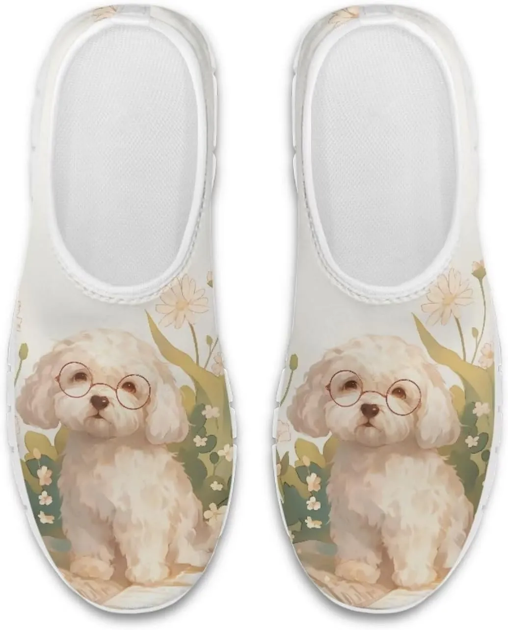 Howilath Dog Print Slip on Loafers for Women Breathable Walking Sneakers Sport Shoes with Anti-Slip Sole