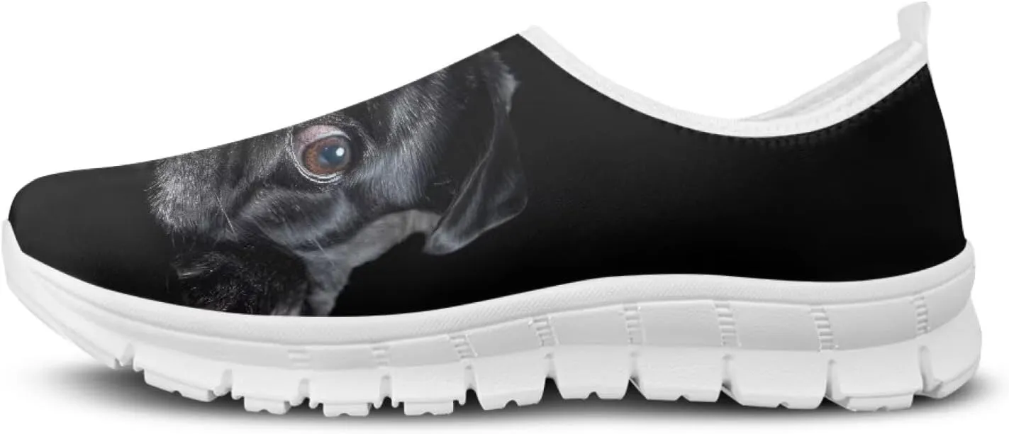 Howilath Dog Print Slip on Loafers for Women Breathable Walking Sneakers Sport Shoes with Anti-Slip Sole