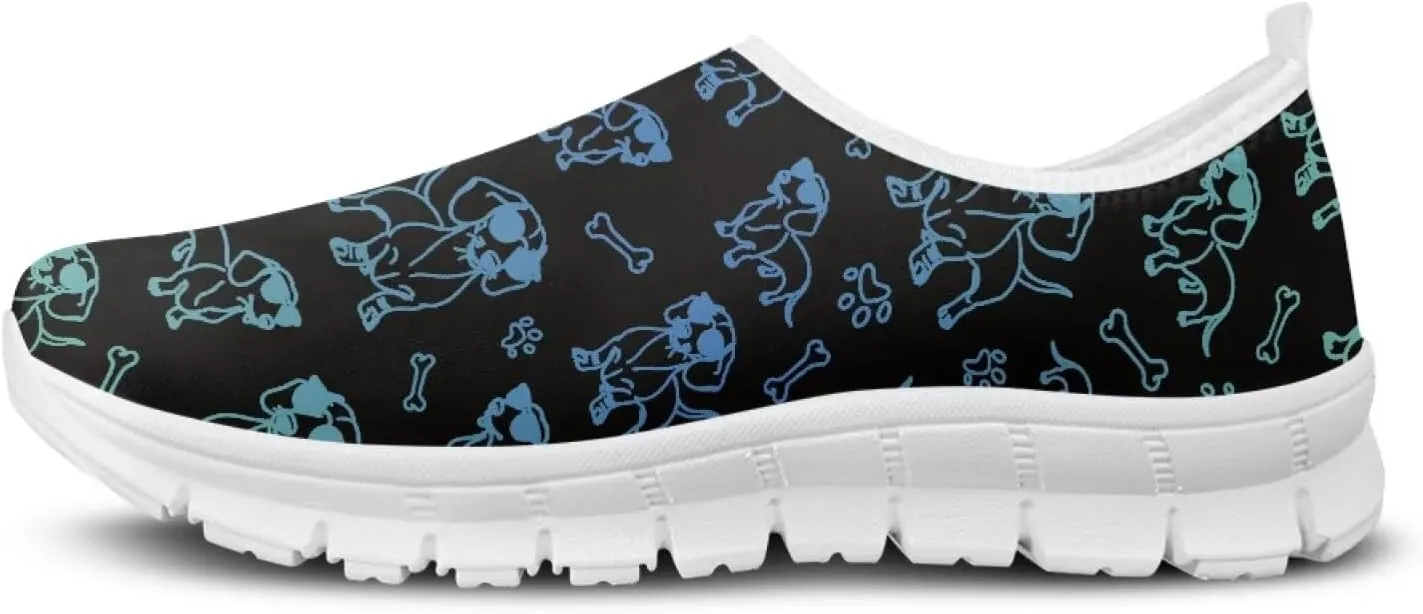 Howilath Dog Print Slip on Loafers for Women Breathable Walking Sneakers Sport Shoes with Anti-Slip Sole