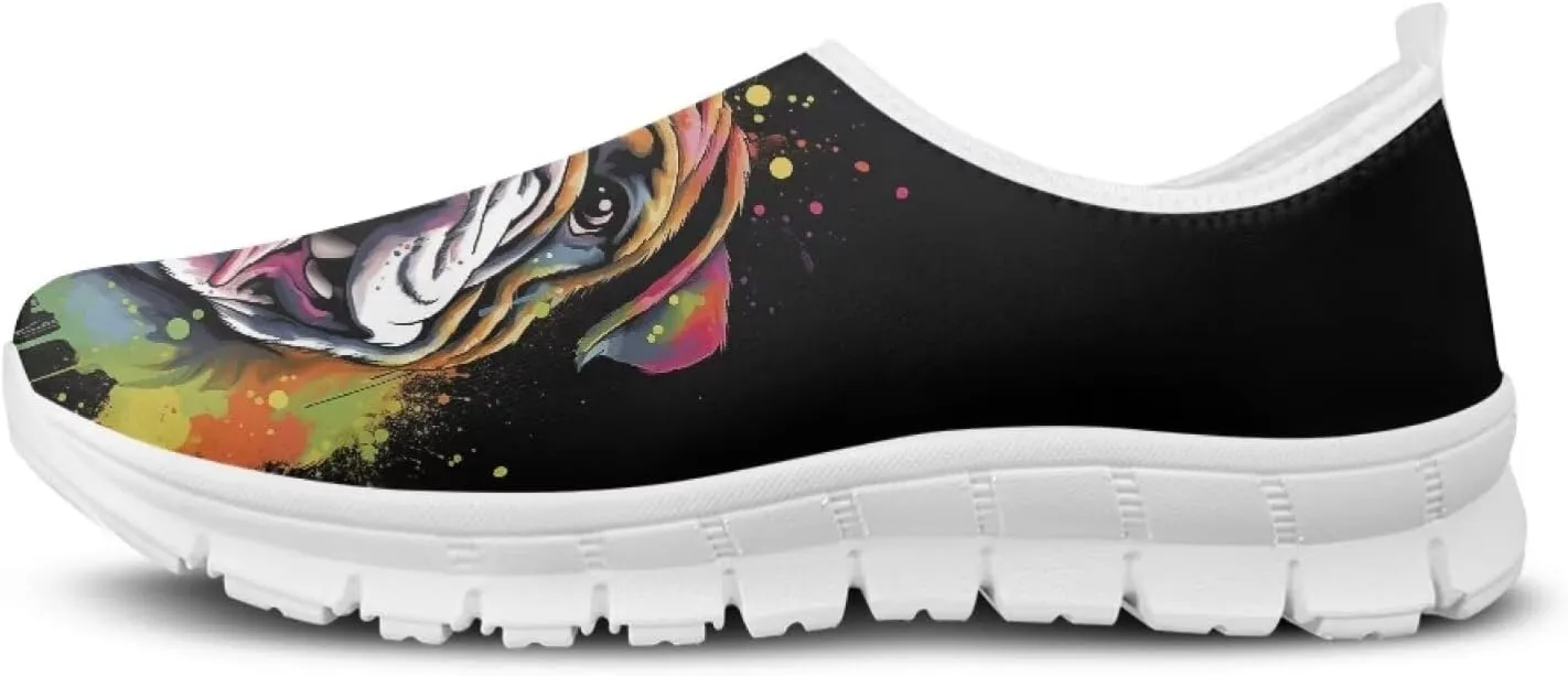 Howilath Dog Print Slip on Loafers for Women Breathable Walking Sneakers Sport Shoes with Anti-Slip Sole
