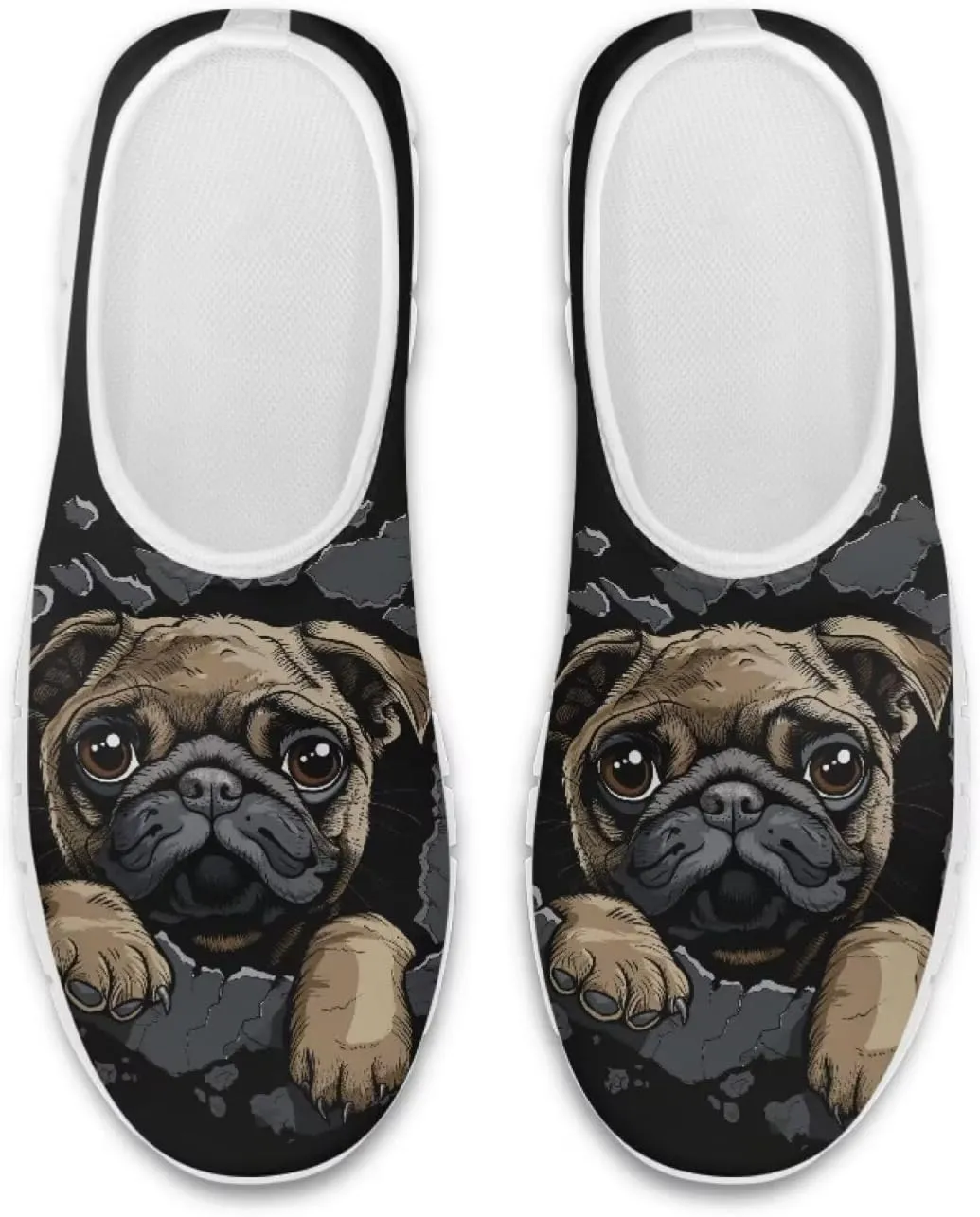 Howilath Dog Print Slip on Loafers for Women Breathable Walking Sneakers Sport Shoes with Anti-Slip Sole