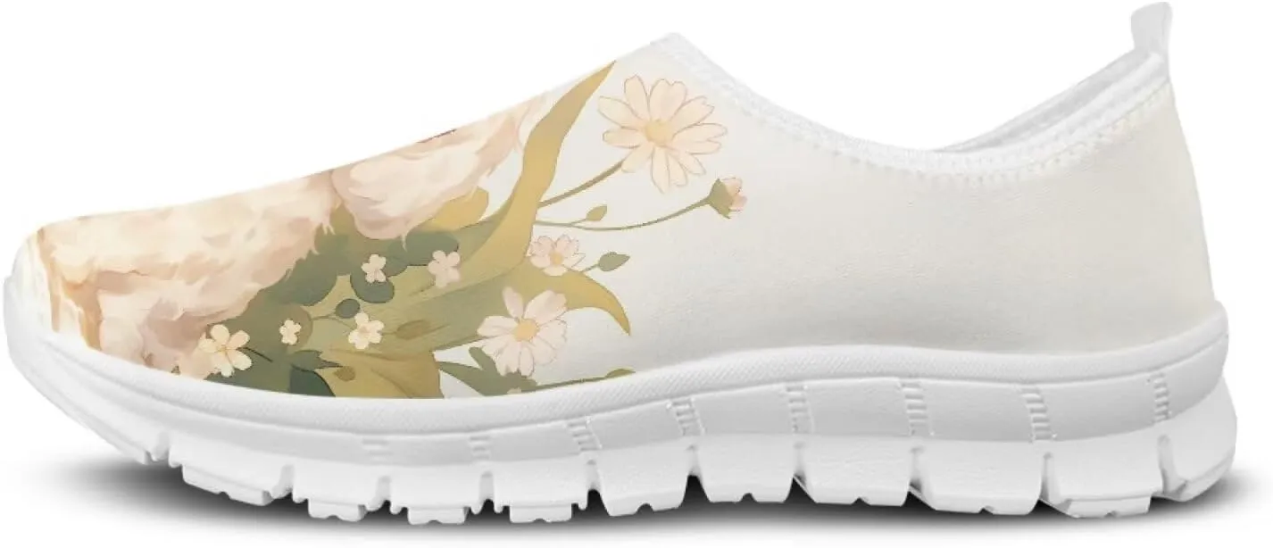 Howilath Dog Print Slip on Loafers for Women Breathable Walking Sneakers Sport Shoes with Anti-Slip Sole