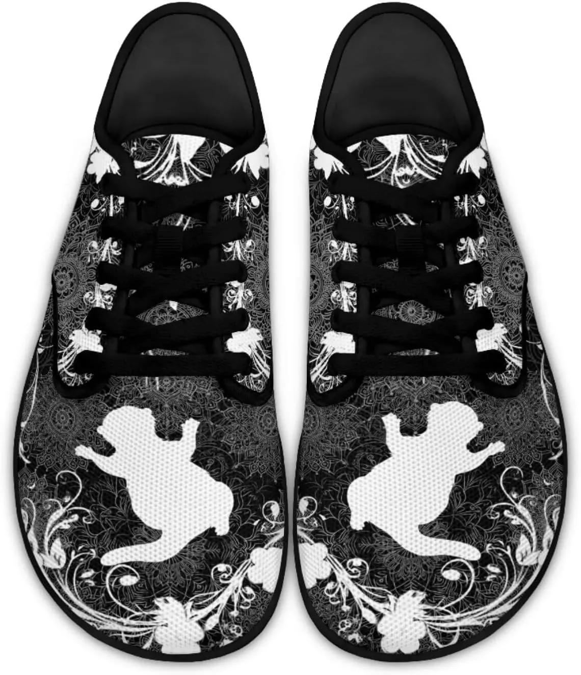 Howilath Mandala Animal Lace up Barefoot Shoes Running Sneakers Casual Sport Flat Shoes with Anti-Slip Sole