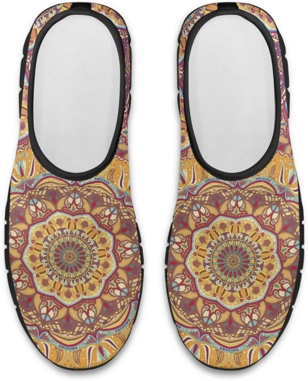 Howilath Mandala Print Slip on Loafers for Women No Laces Casual Sport Shoes Hands Free Shoes with Anti-Slip Sole