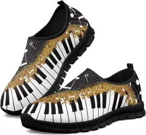 Howilath Music Note Piano Slip on Loafers for Women Running Sneakers Hands Free Shoes with Anti-Slip Sole