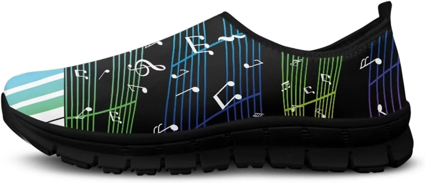 Howilath Music Note Piano Slip on Loafers for Women Running Sneakers Hands Free Shoes with Anti-Slip Sole