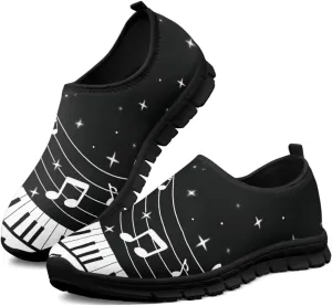 Howilath Music Note Piano Slip on Loafers for Women Running Sneakers Hands Free Shoes with Anti-Slip Sole