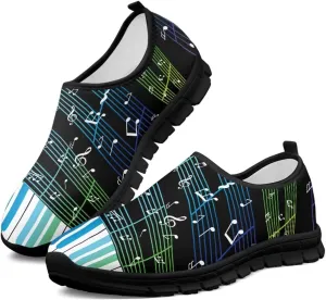 Howilath Music Note Piano Slip on Loafers for Women Running Sneakers Hands Free Shoes with Anti-Slip Sole