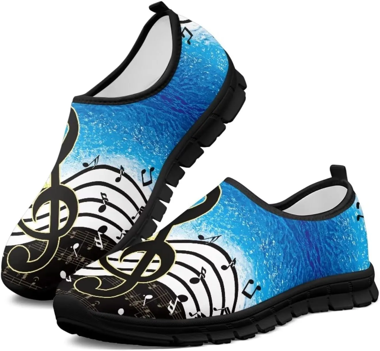 Howilath Music Note Piano Slip on Loafers for Women Running Sneakers Hands Free Shoes with Anti-Slip Sole