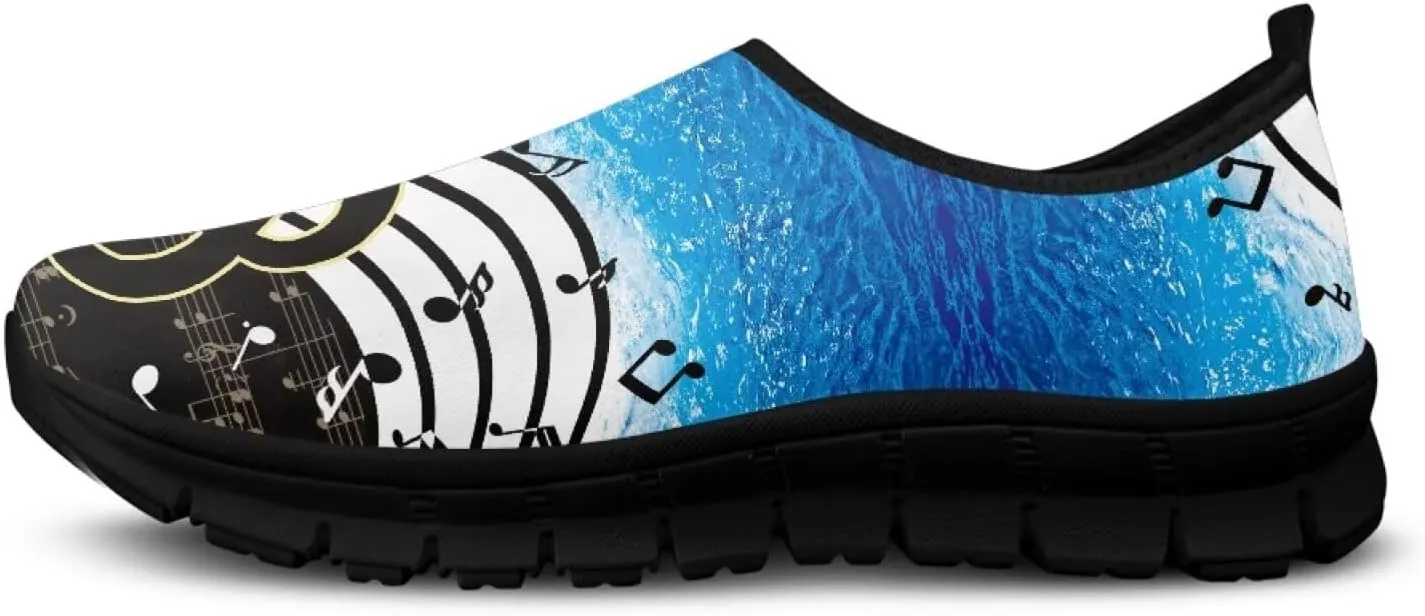 Howilath Music Note Piano Slip on Loafers for Women Running Sneakers Hands Free Shoes with Anti-Slip Sole