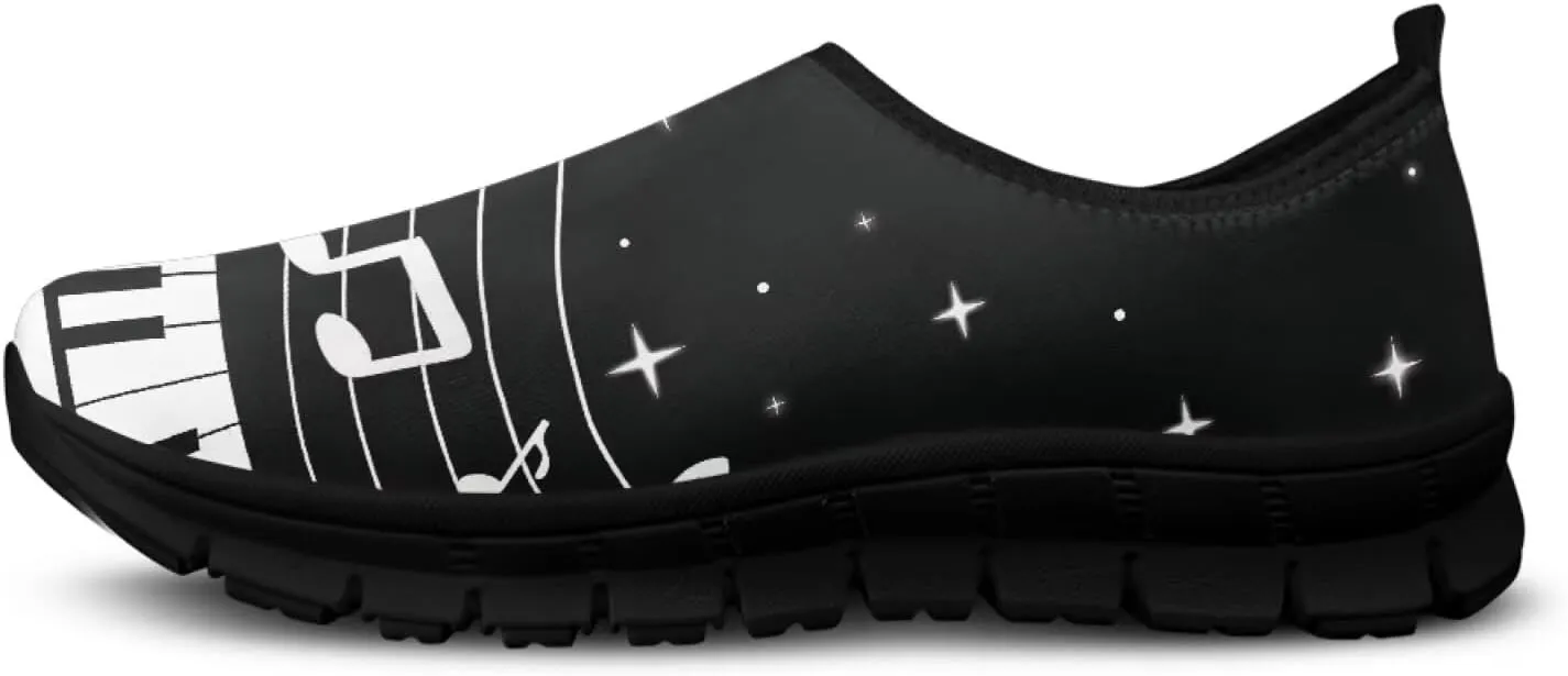 Howilath Music Note Piano Slip on Loafers for Women Running Sneakers Hands Free Shoes with Anti-Slip Sole