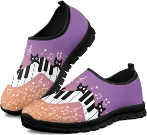 Howilath Music Note Piano Slip on Loafers for Women Running Sneakers Hands Free Shoes with Anti-Slip Sole